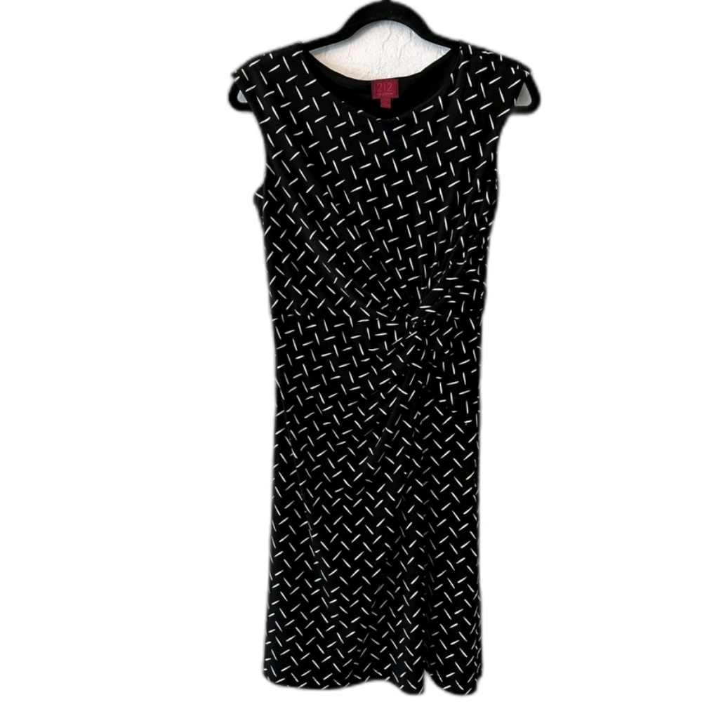212 collection dress black white classy  ruching womens Size  Large